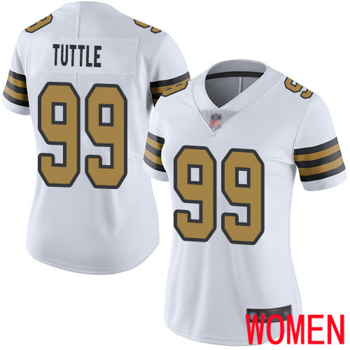 New Orleans Saints Limited White Women Shy Tuttle Jersey NFL Football #99 Rush Vapor Untouchable Jersey